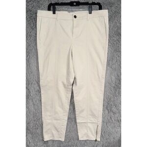 J‎ Jill Womens Beige Cropped Zip Hem Straight Leg Pants Size 14